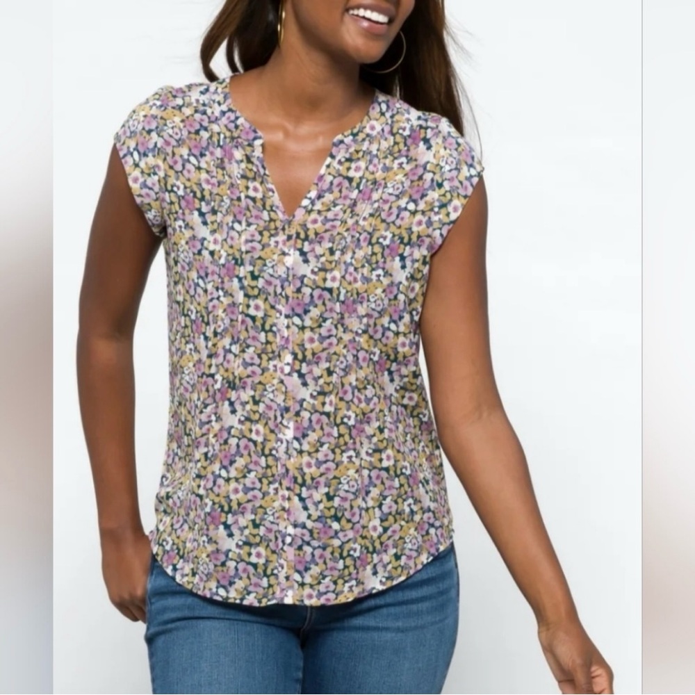 FUN 2 FUN ALVENA SPLIT NECK BLOUSE